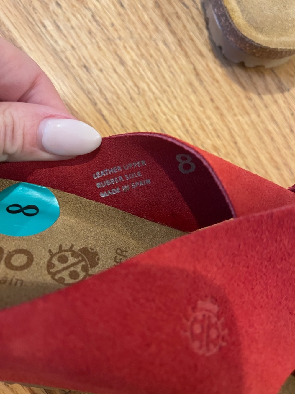 Yokono Red Suede Crossband Slide Sandals - Picture 4 of 5